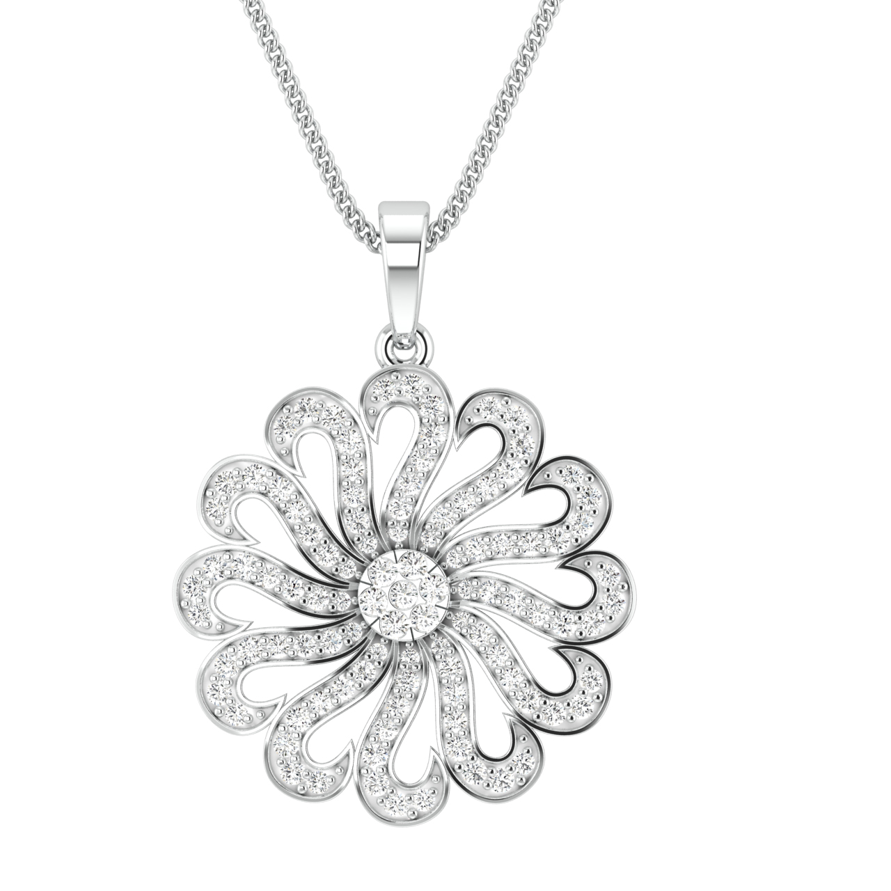 Stylish Floral Diamond Pendant